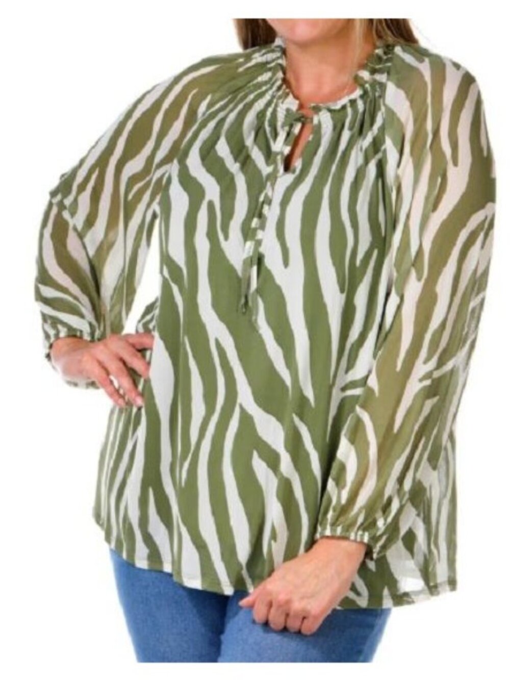 Harper 241 Animal Print Ruffle Top 2X - Picture 2 of 11